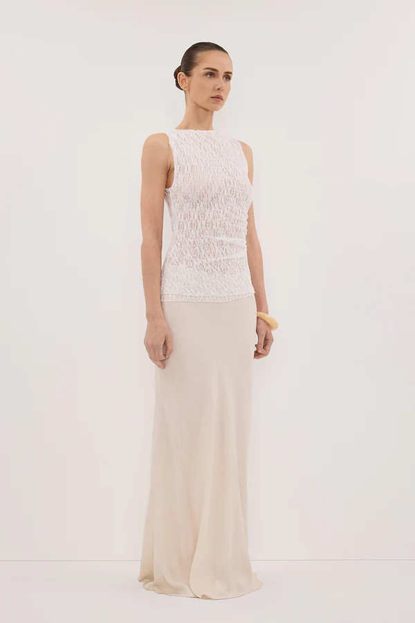 LIZZIE WHITE SLEEVELESS LACE TOP | DISSH