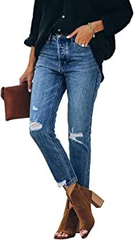 Lesore Womens High Waist Stretch Distressed Jeans Destroyed Denim Pants | Amazon (US)