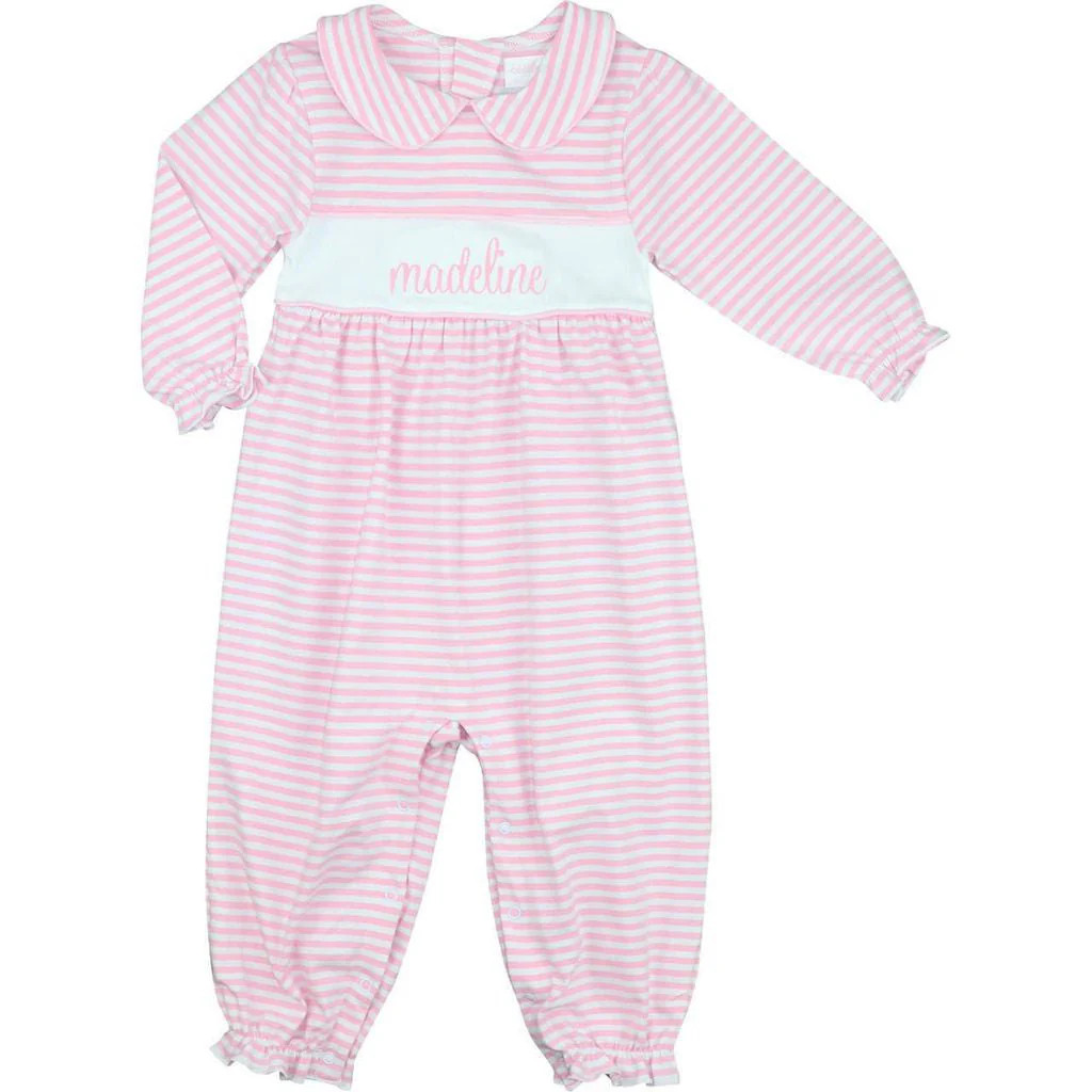 Pink Knit Stripe Insert Long Bubble | Cecil and Lou