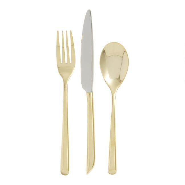 Gold Wave Flatware 3 Piece Boxed Set | World Market