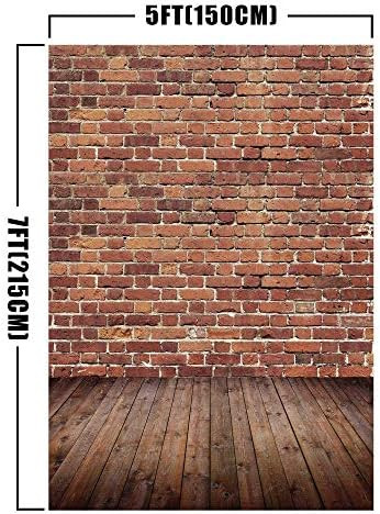 Negeek 5X7ft Polyester Vintage Brick Wall Backdrop Wood Floor Background Birthday Party Wedding Grad | Amazon (US)