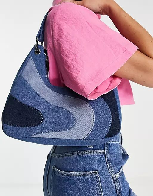 Skinnydip denim shoulder bag in blue swirl print | ASOS (Global)