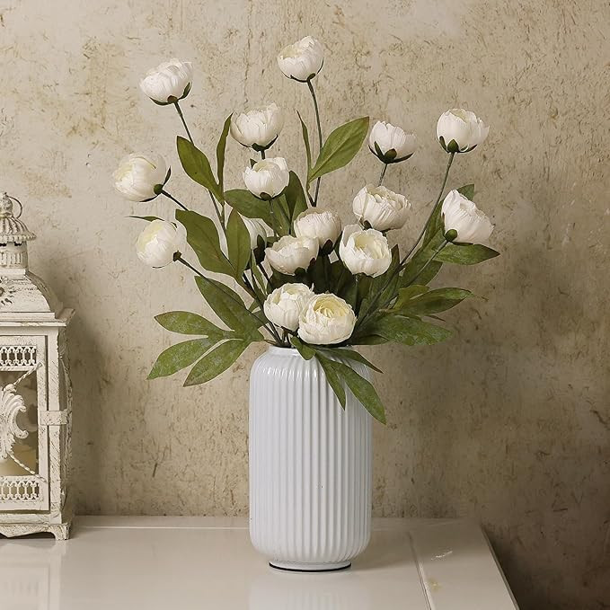 VIERENA 6 Pcs Faux Silk Peony Artificial Flowers for Vase -27", Bulk Fake Peonies Branches with S... | Amazon (US)