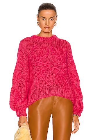 Loewe Anagram Mohair Sweater in Fluo Pink | FWRD | FWRD 