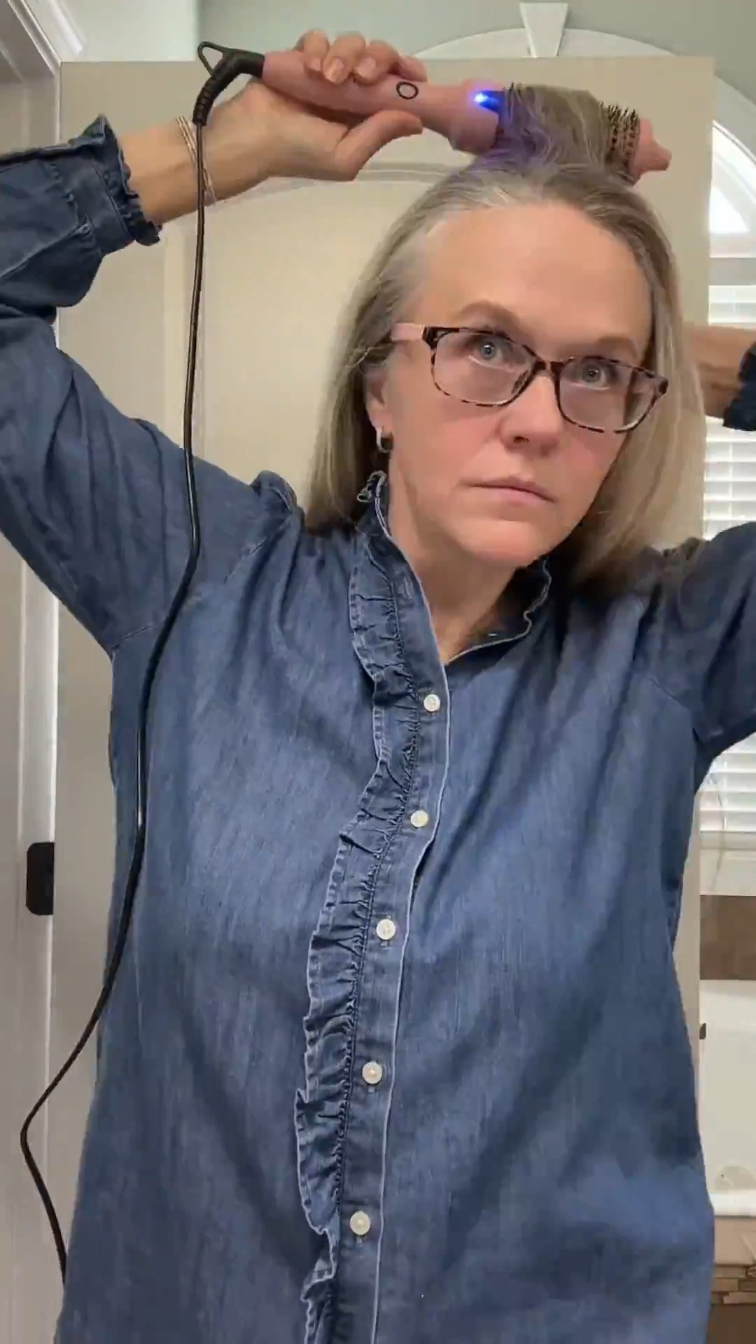 Before my haircut, I gave this 1.5” round brush a try on my already straightened, slept on, hair.  Last time I used it on my natural curl pattern & the results were consistent - this was just much quicker.

#LTKBeauty #LTKOver40 #LTKvlog