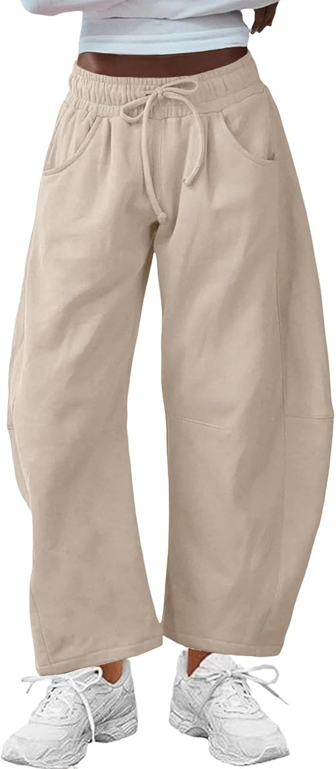 Barrel Pants Women Casual Baggy Drawstring Waisted Sweatpants Comfy Wide Leg Balloon Trousers wit... | Amazon (US)
