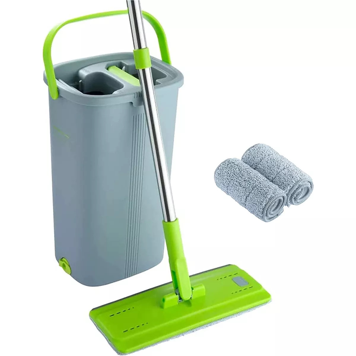 EasyGleam Mop and Bucket Set, Microfibre Flat Mop with Stainless Steel handle, 2 Reusable Pads Su... | Target