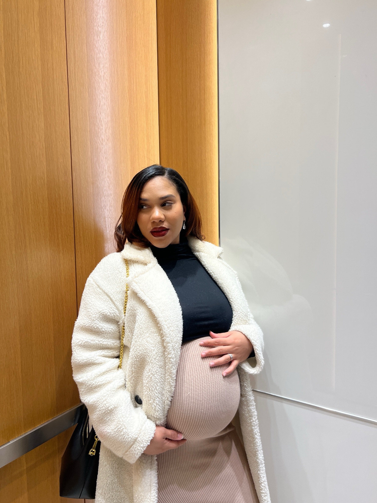 Winter looks, but make it bump friendly✨ squeezed myself into a size small! Stretch is the BEST! 

#LTKSeasonal #LTKsalealert #LTKbump