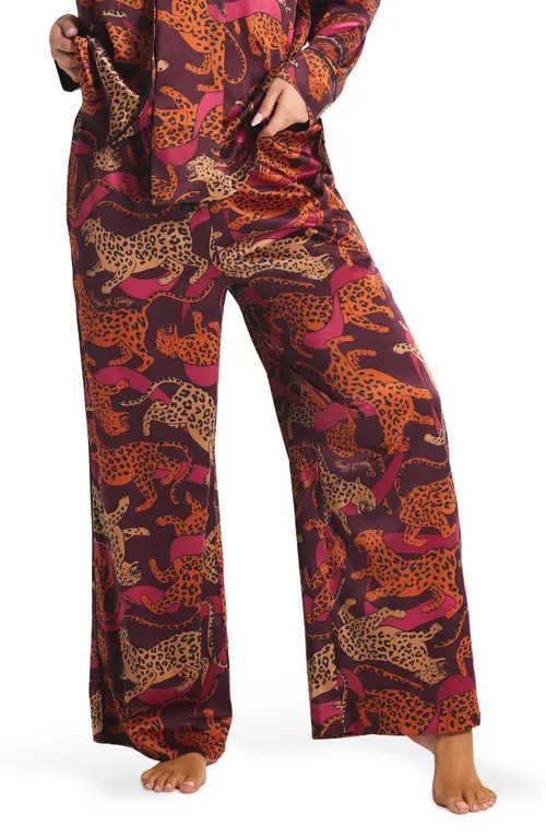 SAVAGE X FENTY Ever After Satin Sleep Pants in Purple Persuasion /Toffee Tan at Nordstrom, Size 1X | Nordstrom
