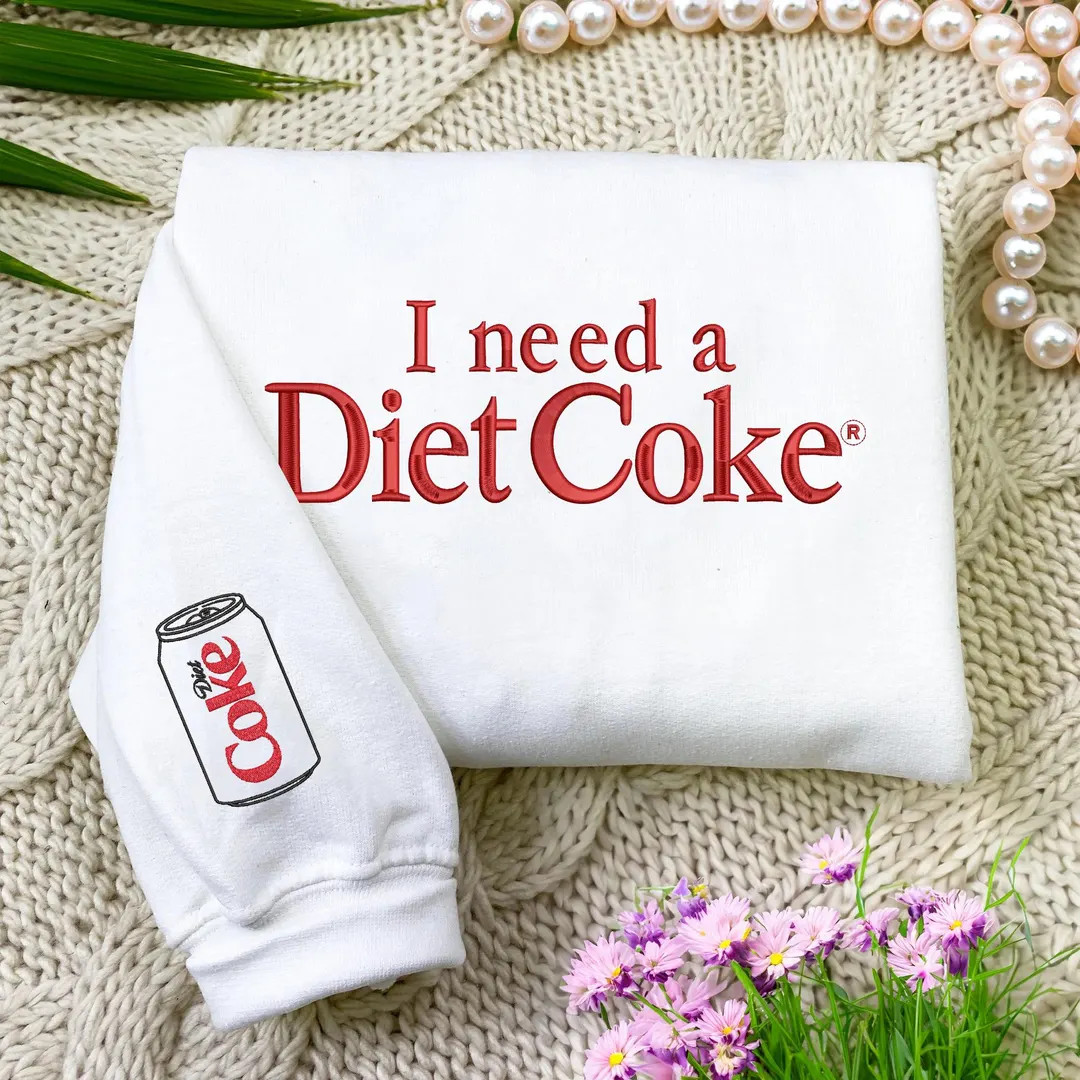 I Need A Diet Coke Embroidered Sweatshirt, Diet Coke Embroidery Sweatshirt, Diet Coke Social Club... | Etsy (US)