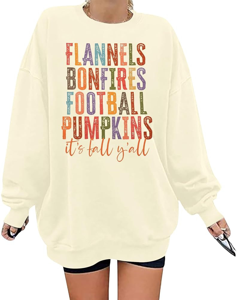 FASHGL Thanksgiving Sweatshirt Women Thankful Grateful And Blessed Sweatshirts Halloween Pumpkin ... | Amazon (US)