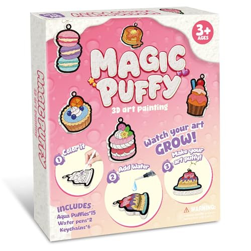 MZYTOZA 3D Art Craft Aqua Puffs Paint Kit - Magic Foam Texture Painting Kit, 15 Mess-Free Paint by Number Craft for Kids, Christmas Gift Idea & Stocking Stuffer(Aqua Puffs - Dessert Style) | Amazon (US)