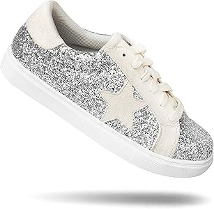 PARTY Women's Fashion Star Sneaker Lace Up Low Top Comfortable Cushioned Walking Shoes | Amazon (US)