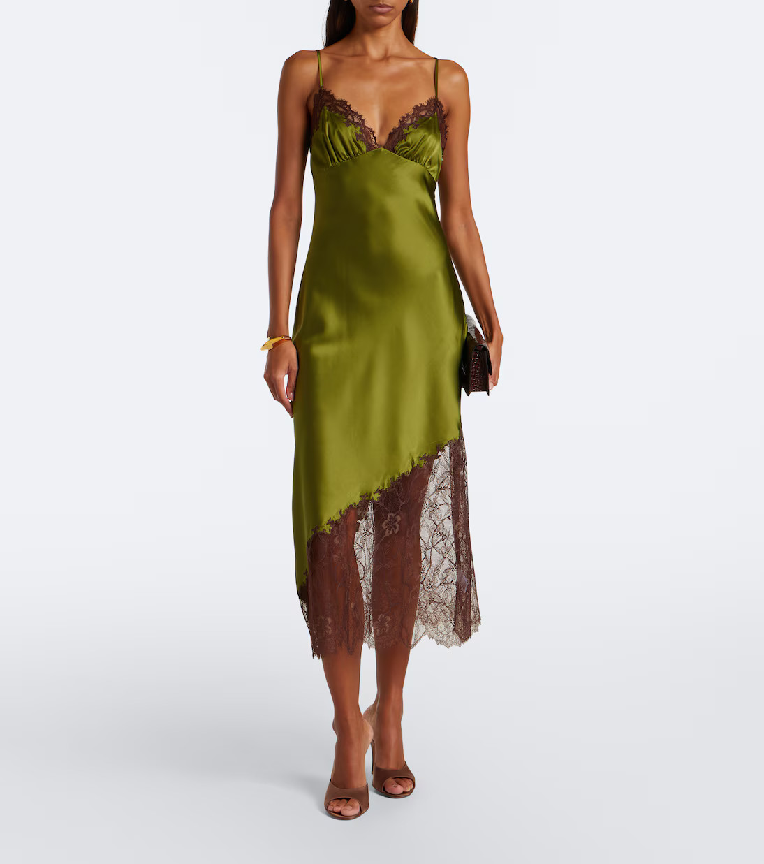 Lara lace-trimmed silk-blend satin slip dress | Mytheresa (UK)