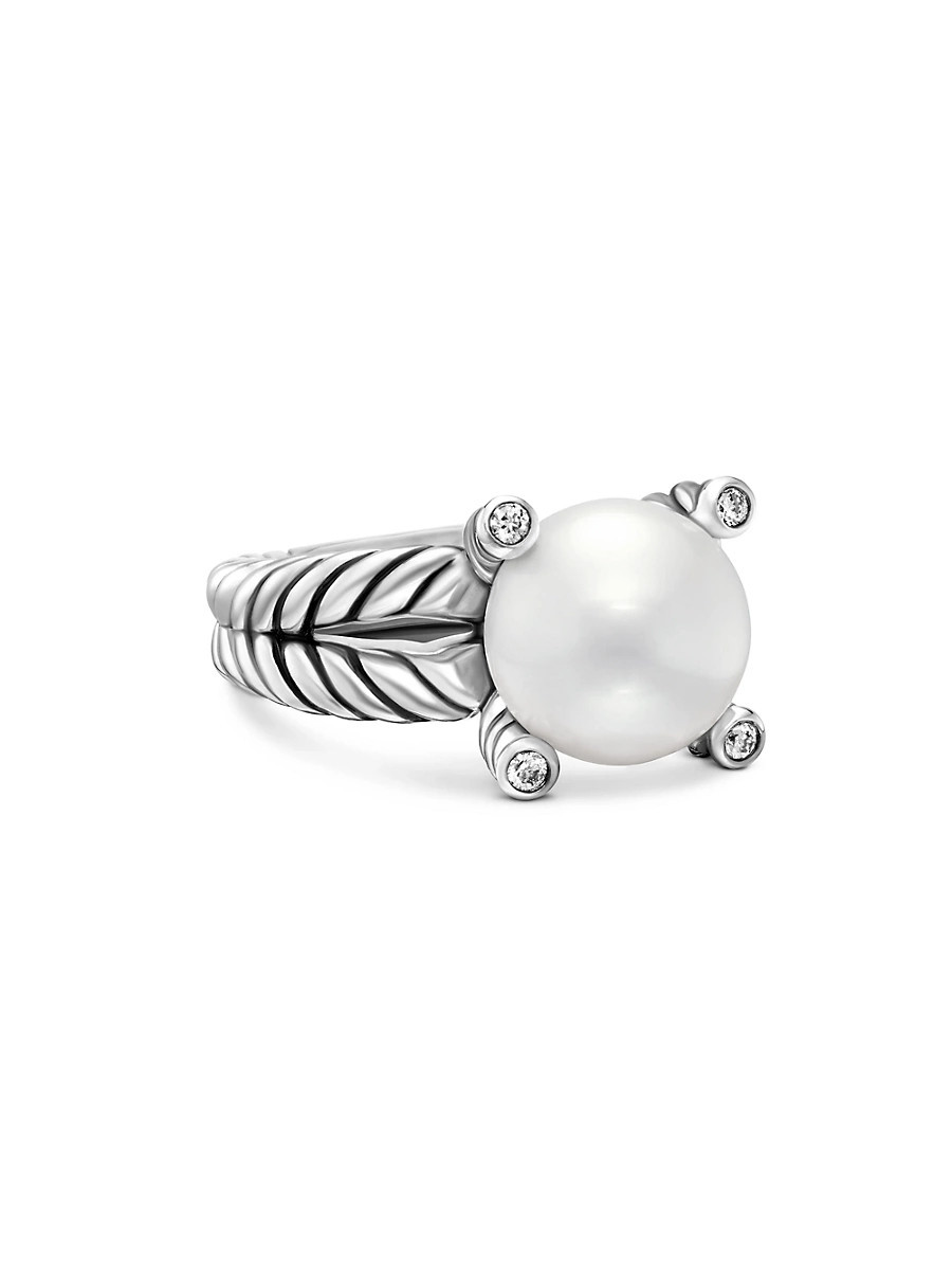 Women's Cable Collectibles Pearl Ring with Diamonds - Pearl - Size 6 | Saks Fifth Avenue