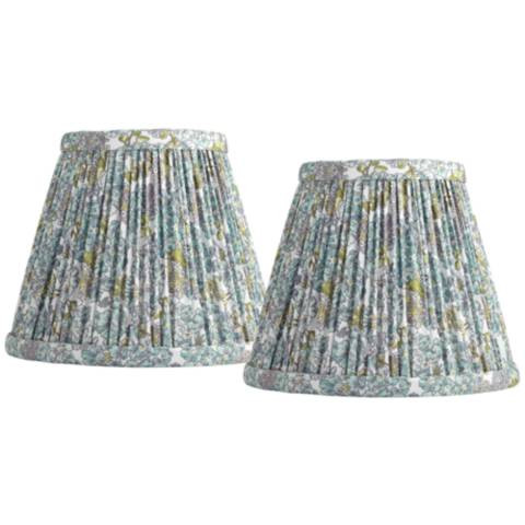 Springcrest Blue Green Pleated Clip-On Lamp Shades 3.5x6x5 Set of 2 | Lamps Plus