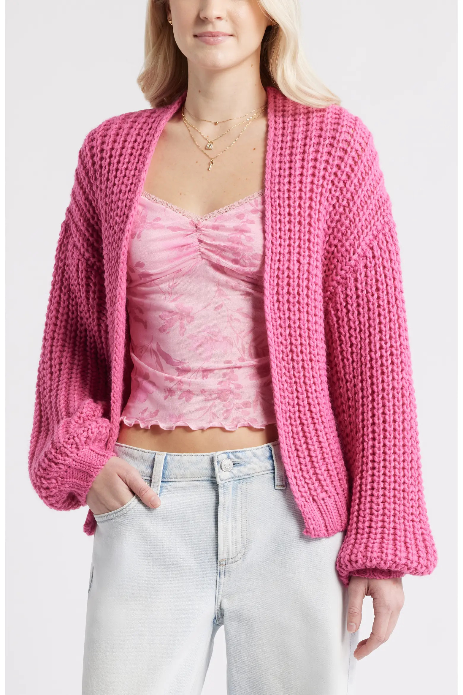 BP. Oversize Cardigan in Ivory at Nordstrom, Size Large | Nordstrom