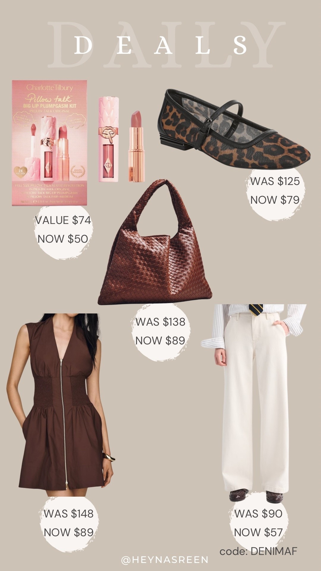 Daily deals on Charlotte Tilbury pillow talk duo, Franco Sarto flats, Anthropologie bag, Abercrombie wide leg trouser jeans, Anthropologie dress