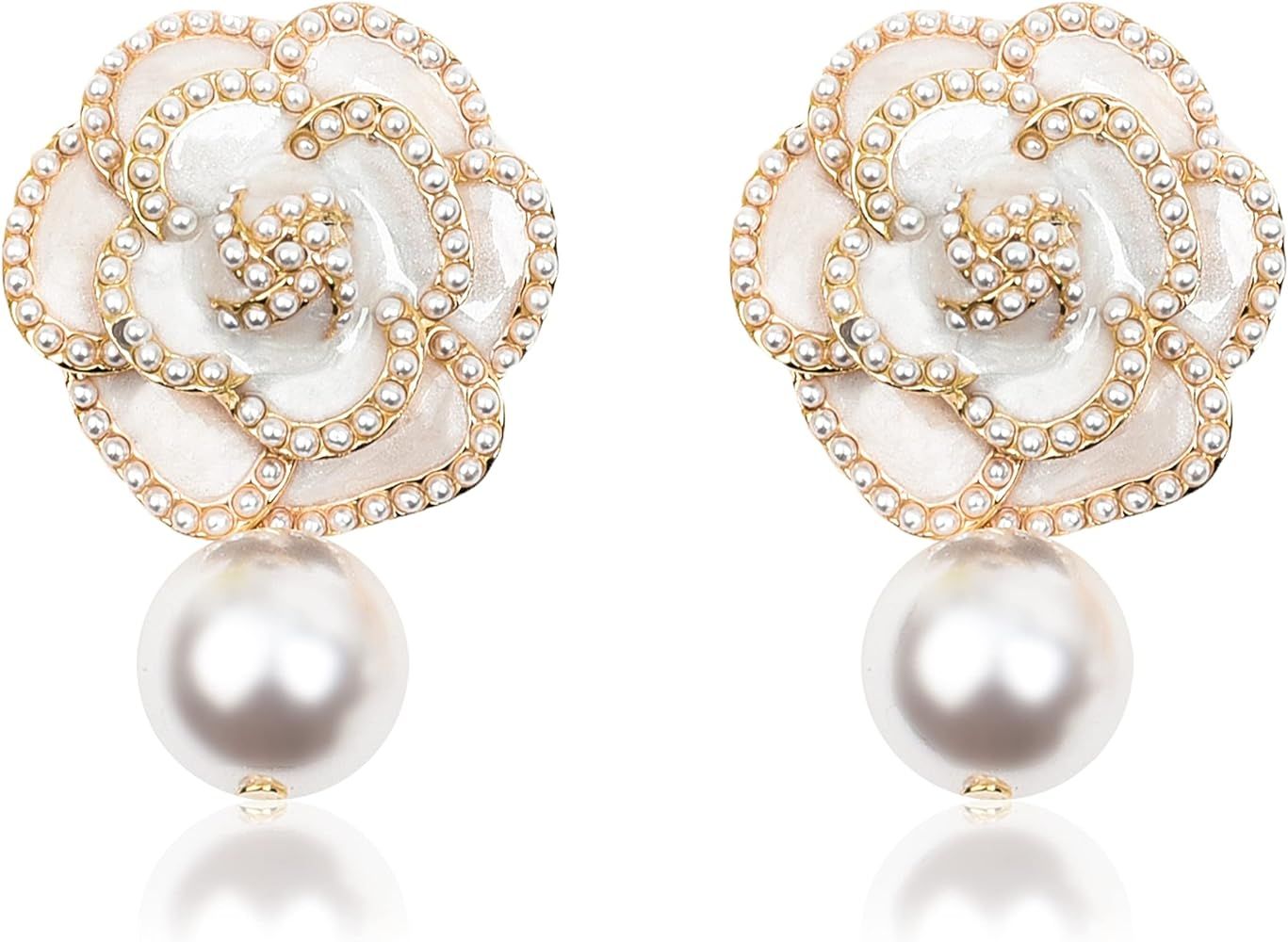 Fashion Imitation Pearl Floral Dangle Drop Earrings Studs for women | Amazon (US)