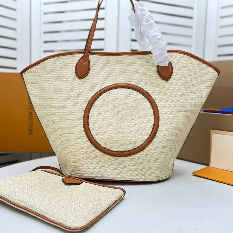 Lafite Grass Straw Weaved Bag Petit Bucket Beach Tote With Little Pouch Summer Vacation Lady Bags... | DHGate