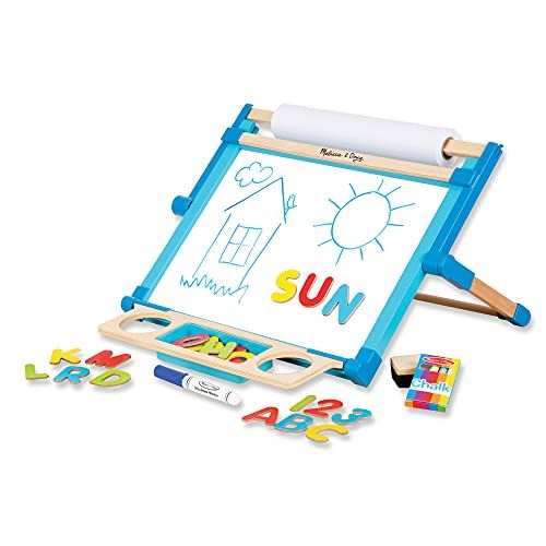 Melissa & Doug Double-Sided Magnetic Tabletop Art Easel - Dry-Erase Board and Chalkboard | Amazon (US)