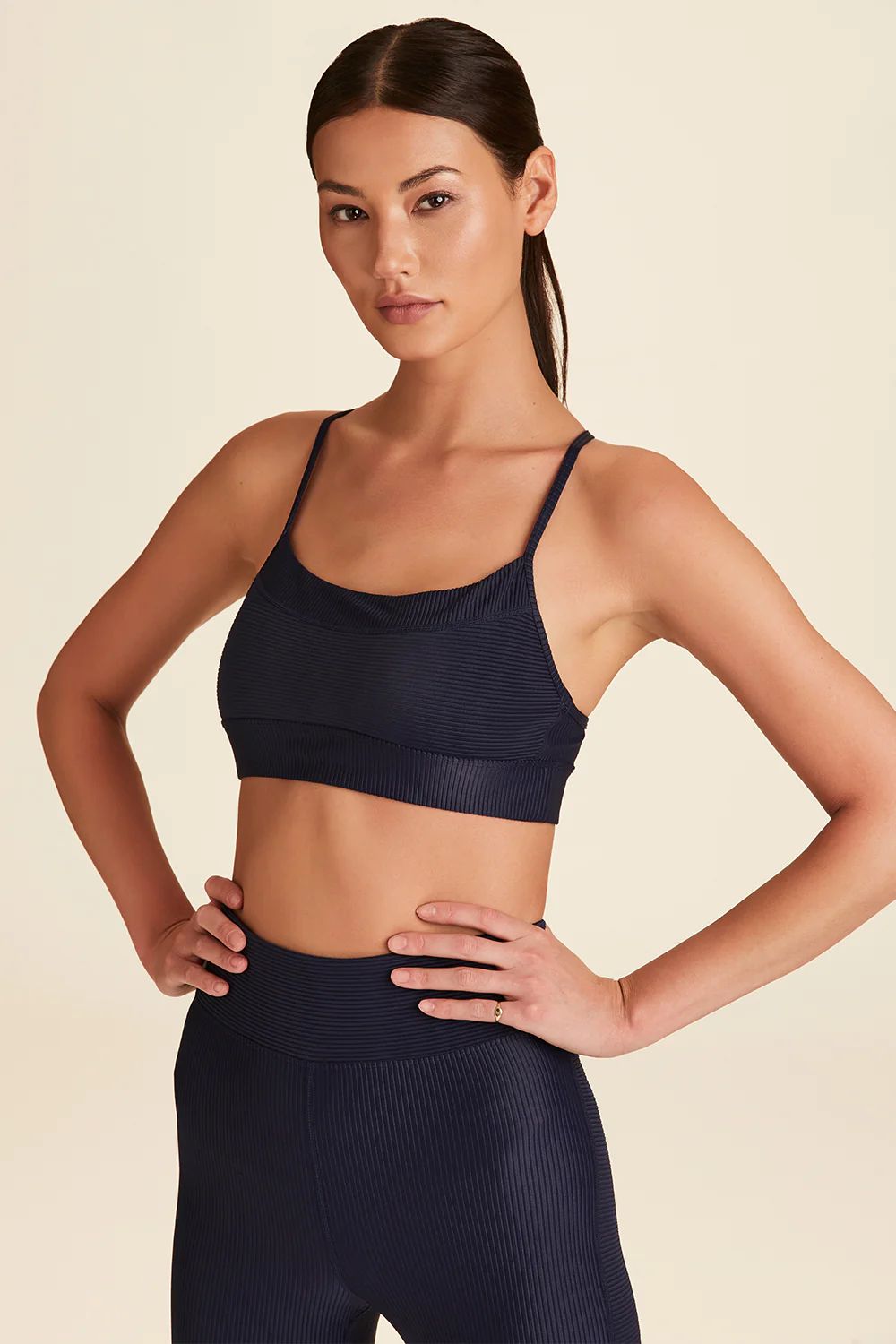 Raya Rib Bra - Navy Ribbed Sports Bra | Womens Sports Bra | Alala | Alala