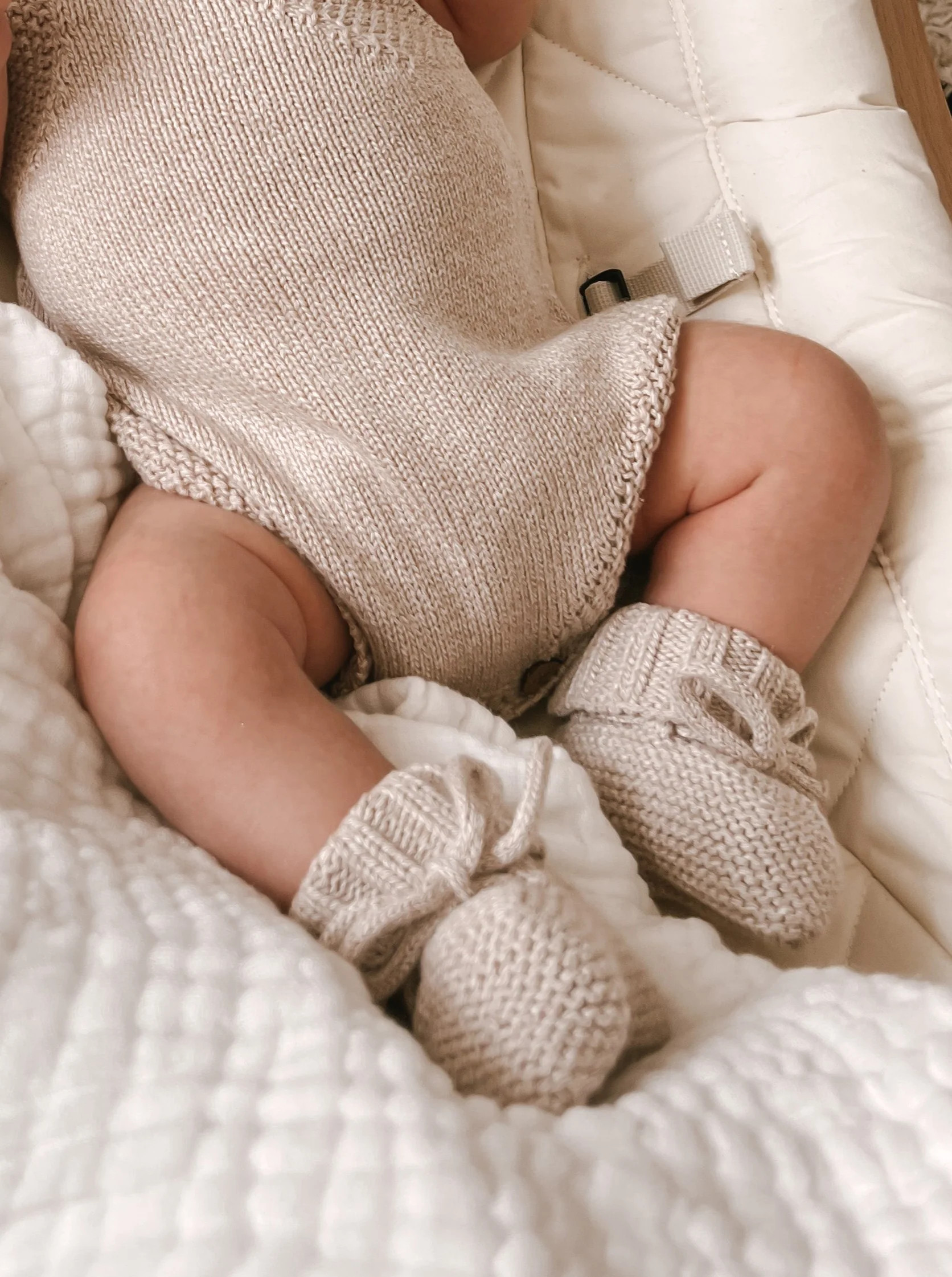 Luna + Luca Organic Booties - Heather Beige | Luna + Luca