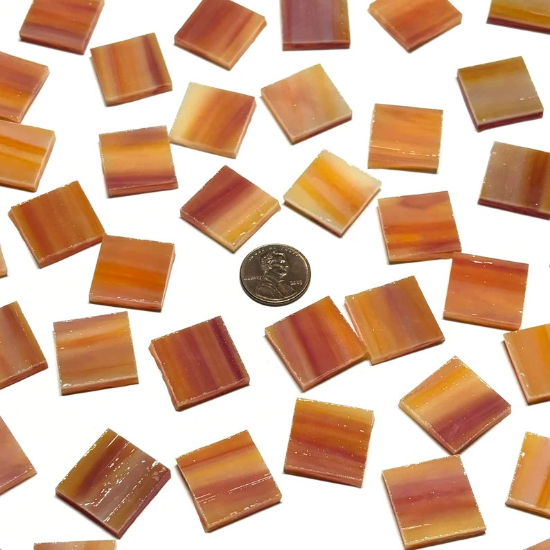 3/4" Opaque Orange Stained Glass Mosaic Tiles - Etsy | Etsy (US)