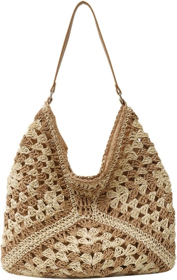 Straw Tote Bags For Women, Vintage Hobo Bag, Designer Large Beach Bag Shoulder Everything Handbag... | Amazon (US)