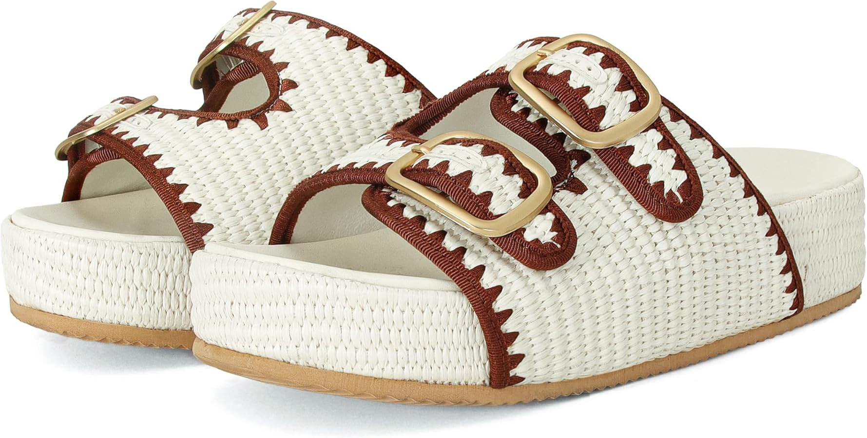 Raffia Sandals for Women Platform Slide Sandals Espadrille Adjustable Double Buckle Summer Comfor... | Amazon (US)