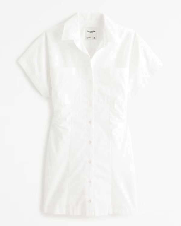 Short-Sleeve Poplin Shirt Dress | Abercrombie & Fitch (US)