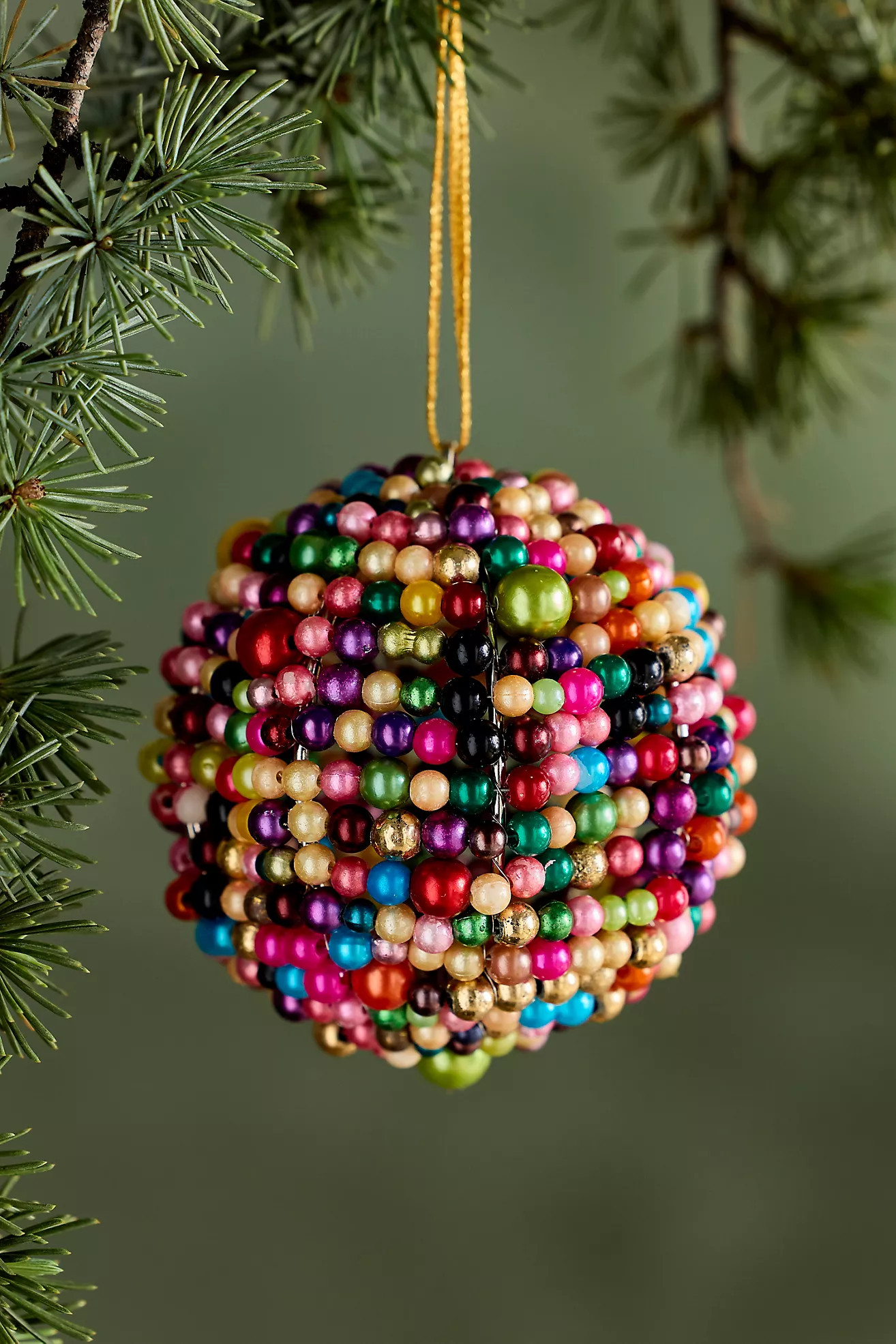 Terrain Colorful Beaded Globe Ornament | Anthropologie (US)
