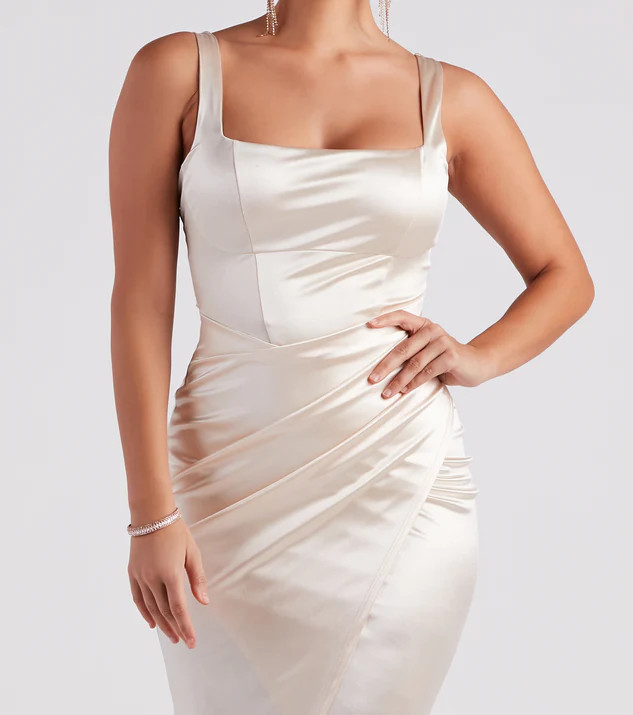 Samantha Formal Satin Midi Dress | Windsor Stores