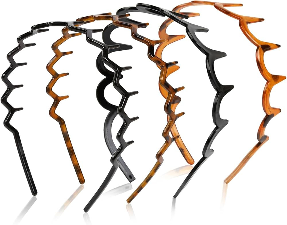 WOVOWOVO Zig Zag Headbands for Women Teen Girls Men, Plastic Hair Bands with Teeth Thin Zigzag He... | Amazon (US)