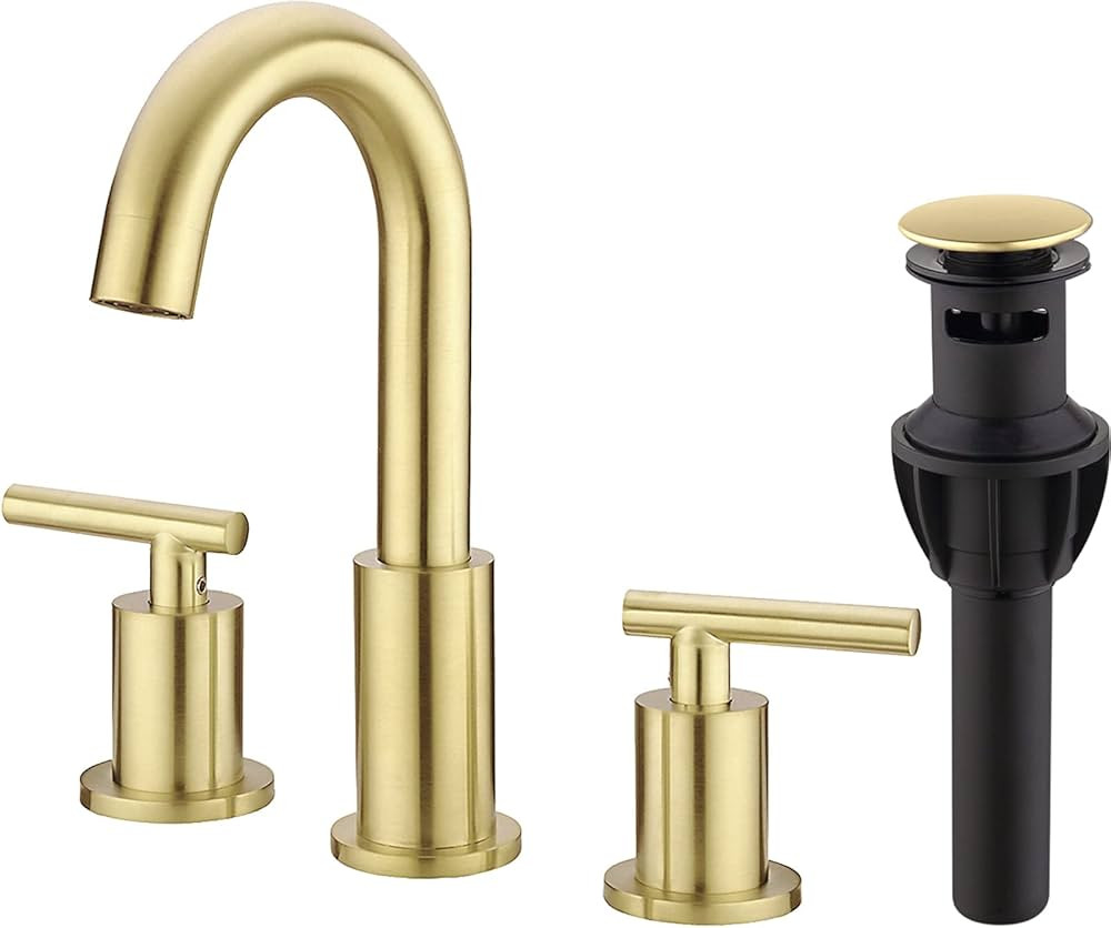 TRUSTMI 2 Handle 8 Inch Brass Bathroom Sink Faucet 3 Hole Widespread with Valve and cUPC Water Su... | Amazon (US)