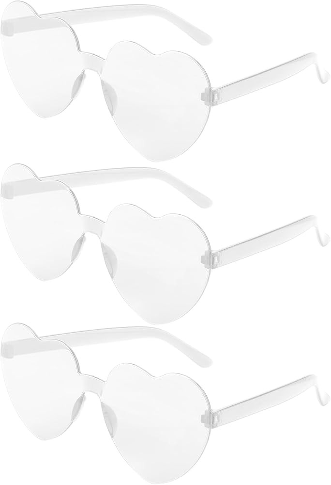 ZNHIS Heart Shaped Party Glasses - 3 Pairs, Colorful Sunglasses | Amazon (US)
