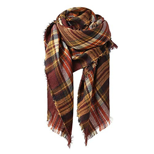 Zando Women's Scarves Fall Fashion Scarfs Soft Plaid Blanket Scarf for Women Cute Comfy Blanket Shawl Winter Shawl Cape Scarf Wrap Coffee Fall Scarf | Amazon (US)