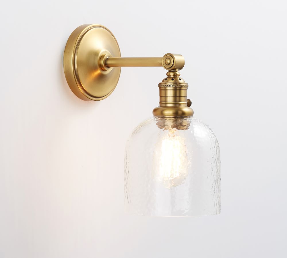 Straight Arm Textured Glass Sconce | Pottery Barn (US)