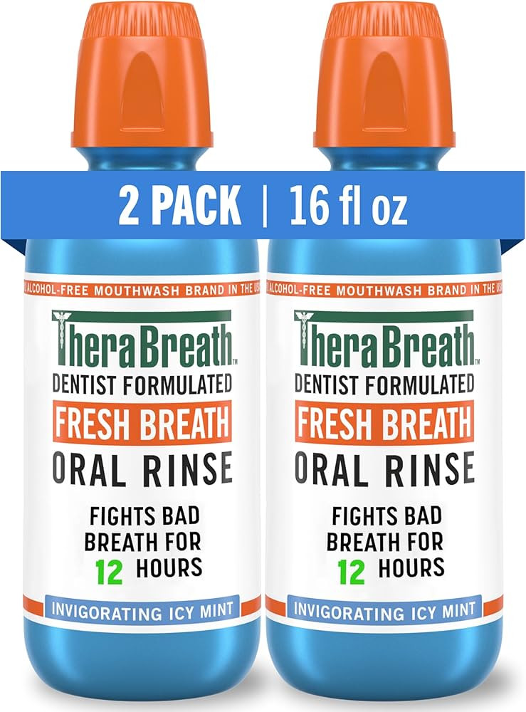 TheraBreath Fresh Breath Mouthwash, Icy Mint Flavor, Alcohol-Free, 16 Fl Oz (Pack of 2) | Amazon (US)