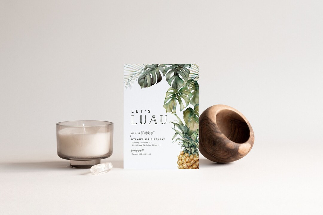 Luau Birthday Party Invitation, Tropical Party, Summer, Pool Party, Palms, Pineapple, Editable In... | Etsy (US)