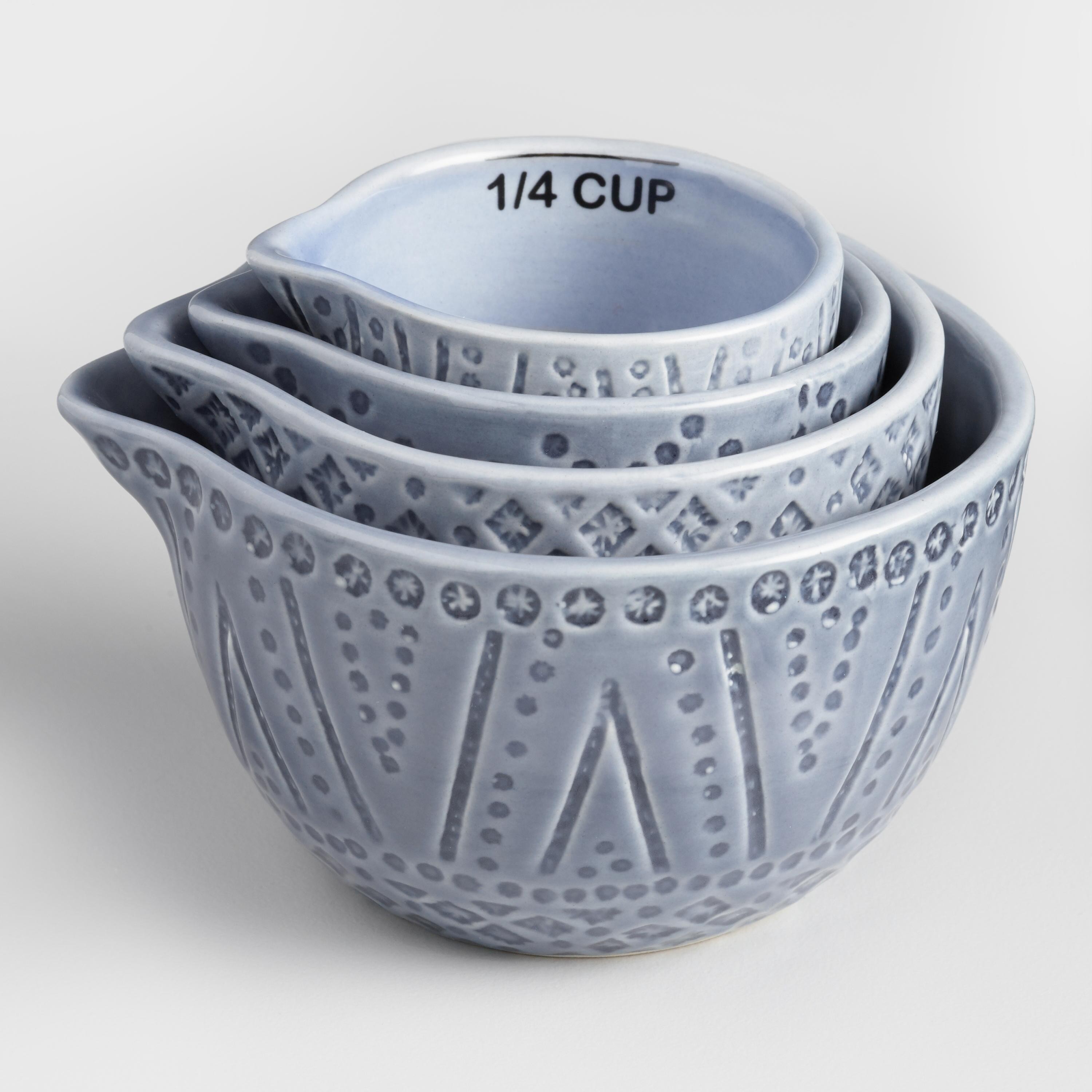 Blue Shibori Print Ceramic Measuring Cup Set | World Market