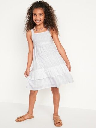 Sleeveless Tiered Textured-Dobby All-Day Midi Dress for Girls | Old Navy (US)