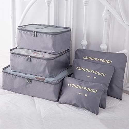 6 Set Packing Cubes, Travel Luggage Organizers with Laundry Bag & Shoe Bag (gray) | Amazon (US)