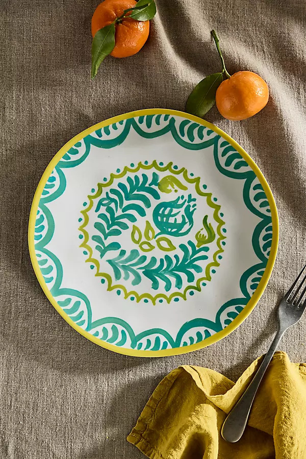Summer Garden Melamine Dinner Plate in Yellow at Terrain | Terrain