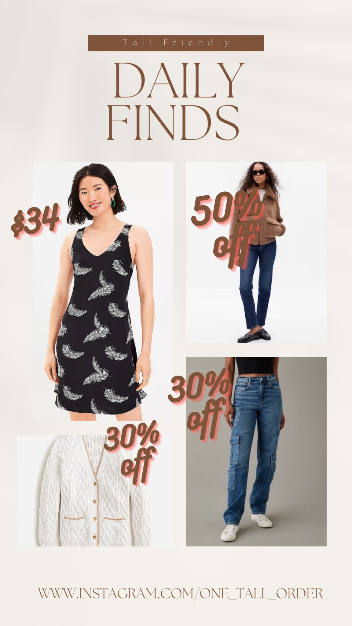 SO many great sales!

50% off at Gap - so many great jean and sweater options
30% off sale items at Loft 
Extra 30% off at American Eagle when you add a pair of jeans to your cart. Xlong available, most jeans less than $40!!
Extra 30% off fall items at Jcrew

If you follow me on instagram then you already caught these sales in my stories this morning 😘
www.instagram.com/one_tall_order 

#LTKsalealert #LTKSeasonal #LTKHalloween