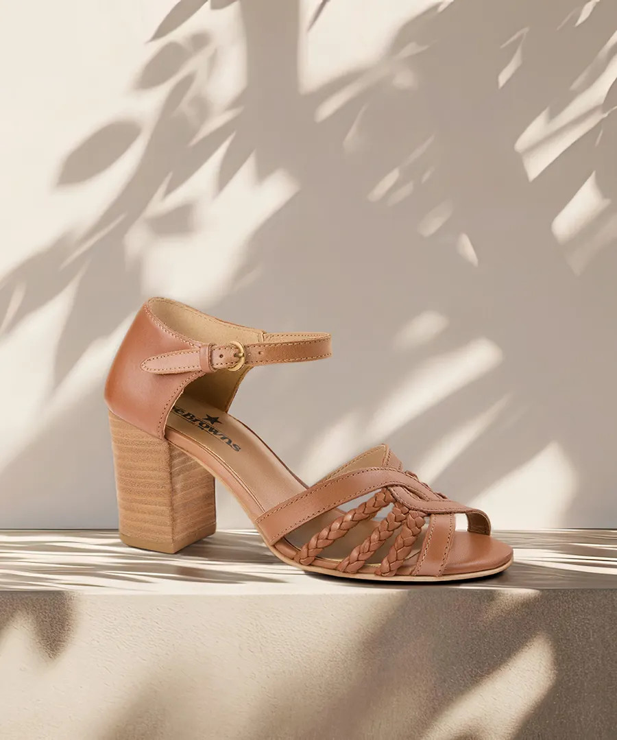 In Rome Leather Block Heeled Shoes | Joe Browns