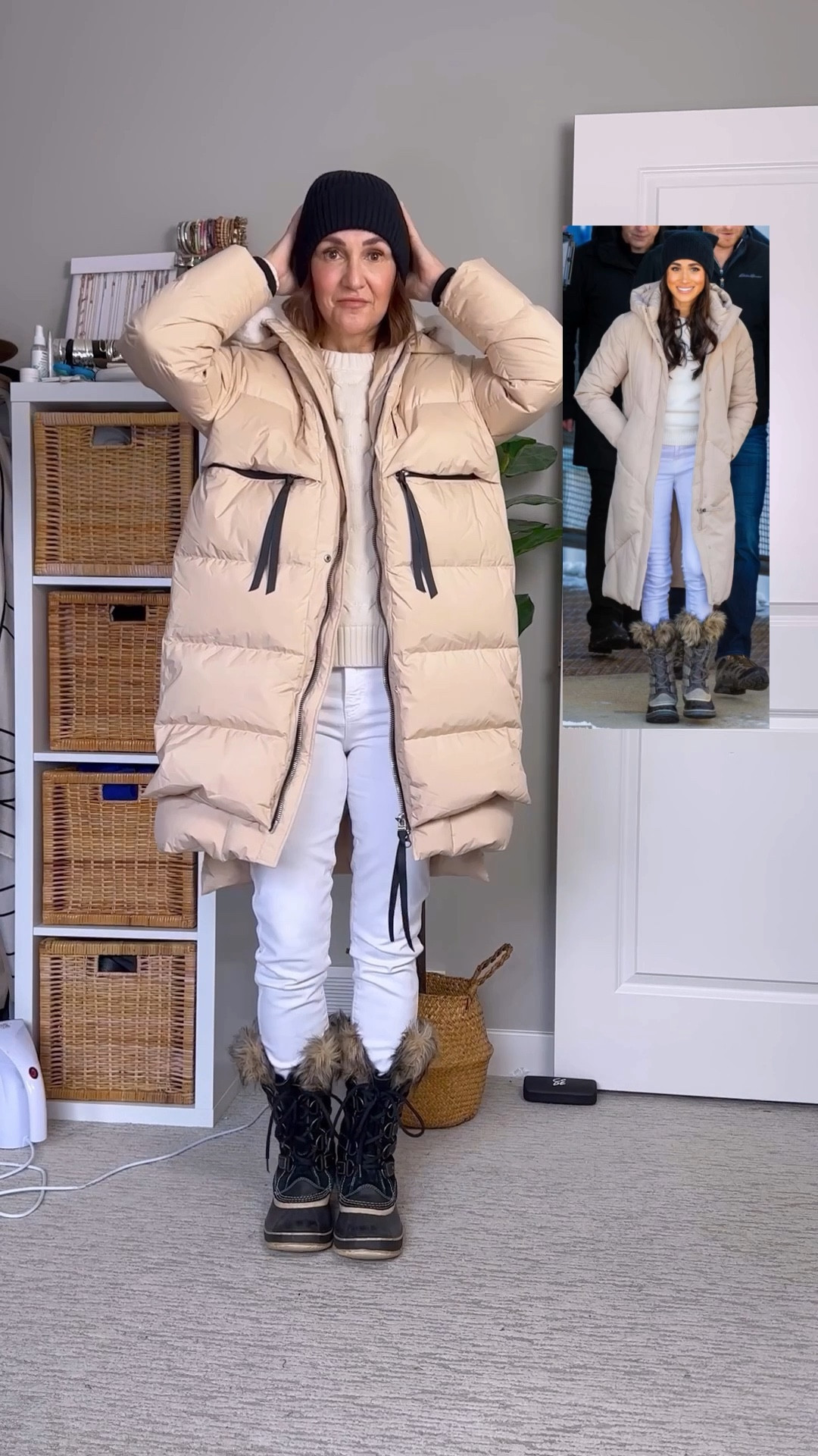 Pinterest inspired neutral winter outfit!
Wearing my usual size 4 in the jeans and sized up to M in the cable knit sweater for a roomier fit.
Wearing my usual S in the puffer coat, it’s so warm and I love the big hood! For the Orolay website (not Amazon) use code CBSTYLED for 20% off!
Sorel boots are the warmest and waterproof but quite heavy, they fit tts.
Also linked the L’Oréal Lumi glowtion I’m loving for light coverage and the perfect amount of glow! I’m wearing shade Medium 
Also linked the hoodie from the beginning of the video, I’m in my usual S


#LTKstyletip #LTKSeasonal #LTKVideo