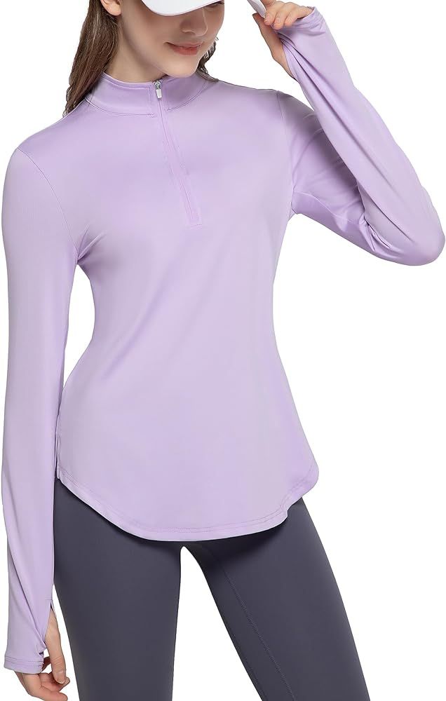Womens Golf Polo Shirts Long Sleeve 1/4 Zip Workout Tops UPF 50+ Sun Protection Quick Dry Athleti... | Amazon (US)