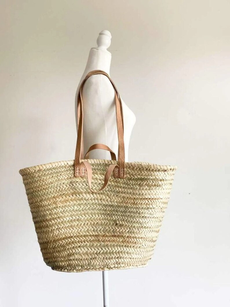 60% off STRAW BAG Handmade With Leather, French Market Basket, French Market Bag, Straw Basket, F... | Etsy (US)