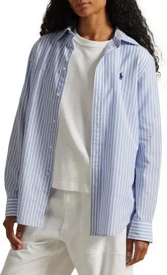Classic Fit Stripe Cotton & Linen Button-Up Shirt | Nordstrom